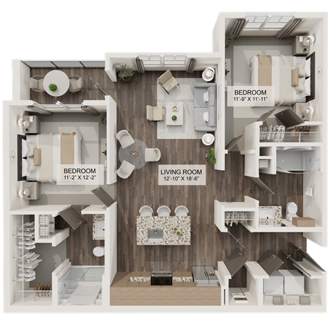 B1a Floor Plan at Terrassa Luxury Apartments, Saint Augustine, FL 32084